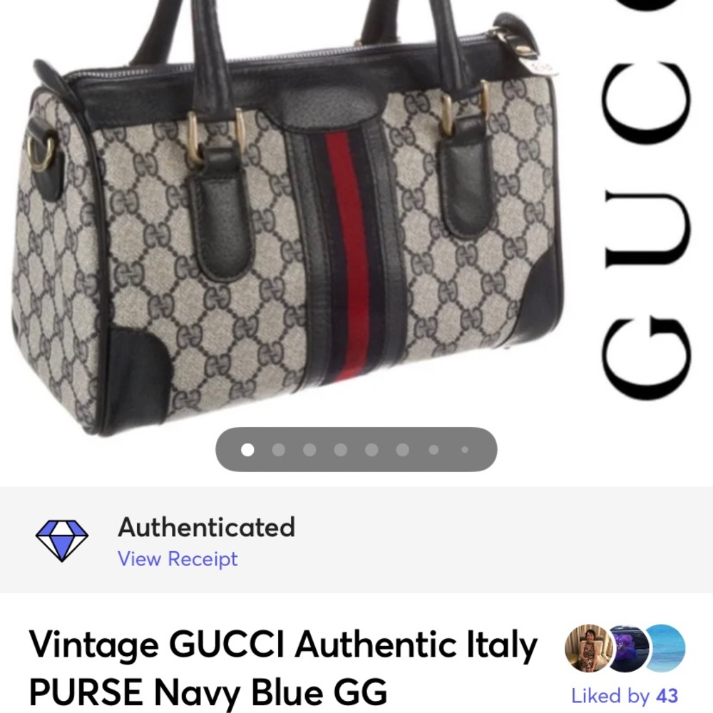 Vintage GUCCI Authentic Italy PURSE Navy Blue GG Monogram Boston Dr. Bag Speedy - Picture 13 of 13
